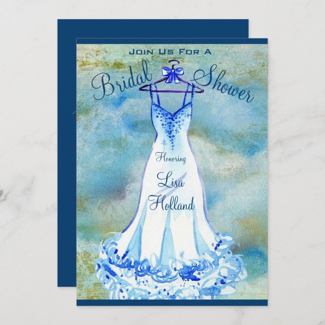 Nåt blått Blommigt - Inbjudningskort för möhippan (Fram/baksida)