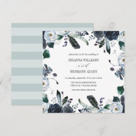 Nåt blått | Boho Botanical bröllop Inbjudningar