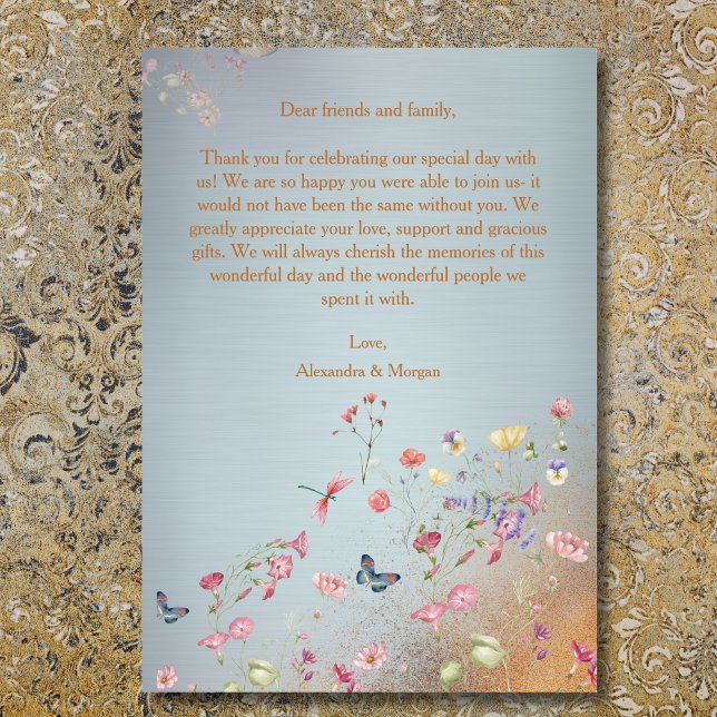 Nåt blått Elegant Wildblomma Bröllop Tack Kort (Skapare uppladdad)