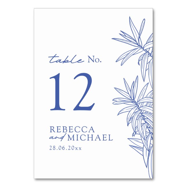 Nåt blått enkelt botaniskt bordsnummer (Framsidan)