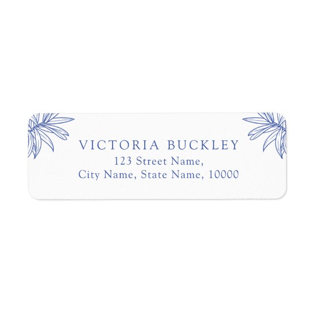 Nåt blått enkelt botaniskt Returadress Etikett (Framsidan)