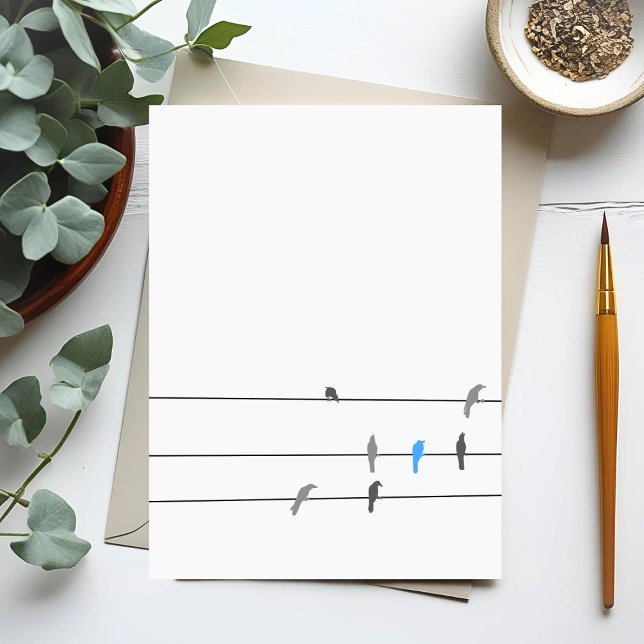 Nåt blått | Förenklade fågelmålning Himmel Vykort (Skapare uppladdad)