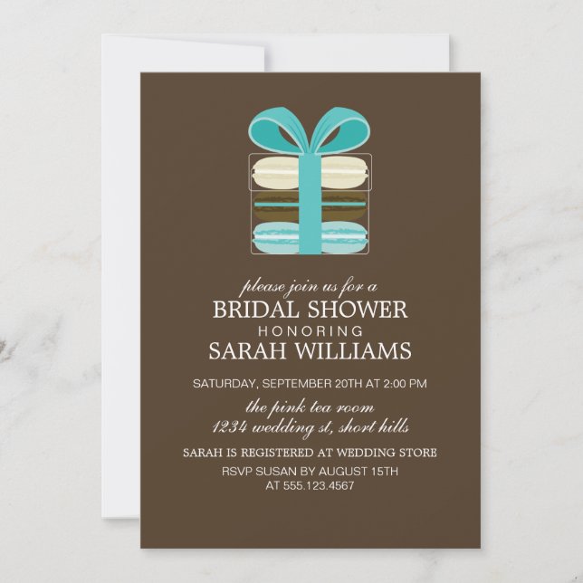 Nåt blått Fransk-Macaron Inbjudningar (Framsida)