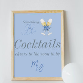Nåt Blue Champagne Blommigt Möhippa Pub Poster