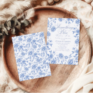 Nåt Blue Chinoiserie Elegant Möhippa Inbjudningar