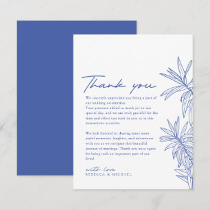 Nåt Blue Simple Hand plockade botaniskt Tack Kort