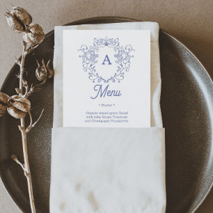 Nåt Blue Victorian Bröllop Menu Meny