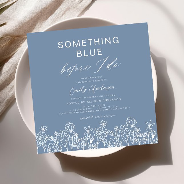 Nåt Blue Wildblomma-Möhippa Inbjudningar (Skapare uppladdad)