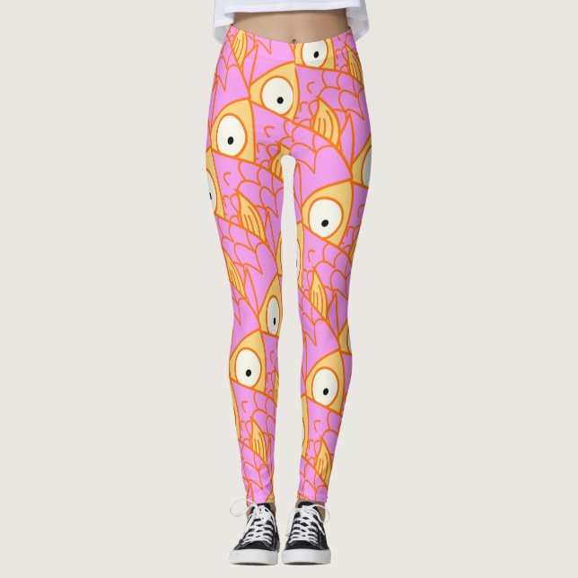 Nåt skumt, gullig rosa fisk leggings (Framsida)