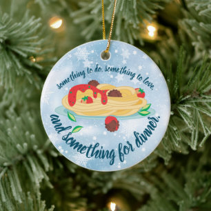 Nåt till middagsspagetti för jul julgransprydnad keramik