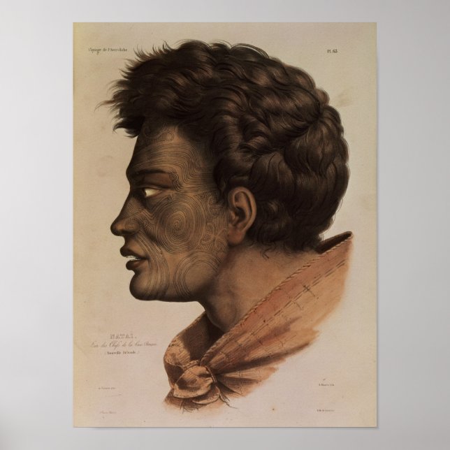 Natai, Maori-chef från Bream Bay, Nya Zeeland Poster (Framsidan)