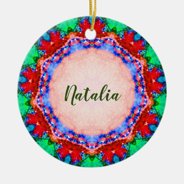 NATALIA Christmas Fractal Personalised  Julgransprydnad Keramik (Framsidan)