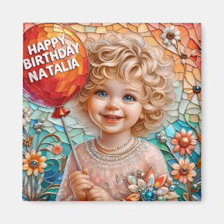 NATALIA~ Grattis på födelsedagen ~ Söt tjej med ba Magnet