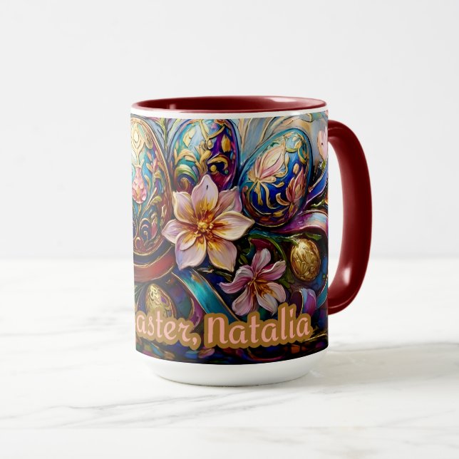 NATALIA ~ PÅSKMUG ~ Blommor Ägg~  Mugg (Framsida höger)