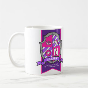 Natalie namn: knight lila rosa brev N Kaffemugg