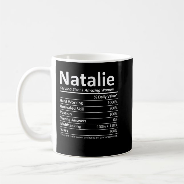 NATALIE Nutrition Personalized Name Funny Christma Kaffemugg (Vänster)