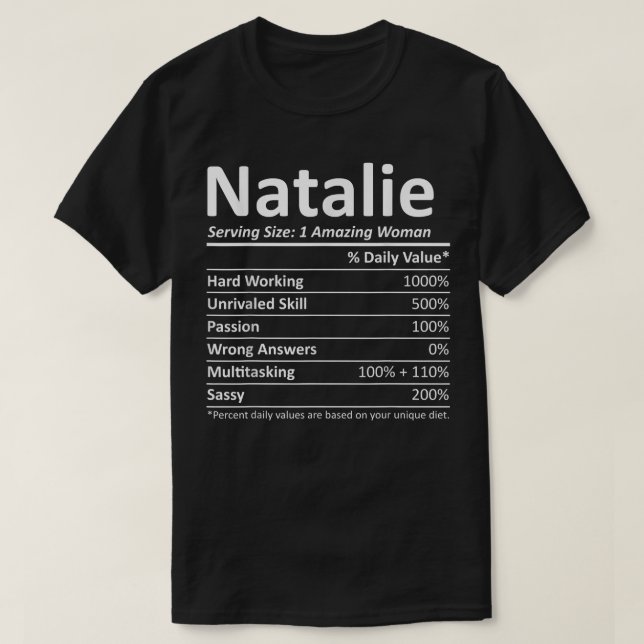 NATALIE Nutrition Personlig Namn Funny Christma T Shirt (Design framsida)