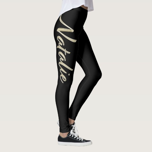 Natalie white gold Handwriting Hose Leggings (Höger)