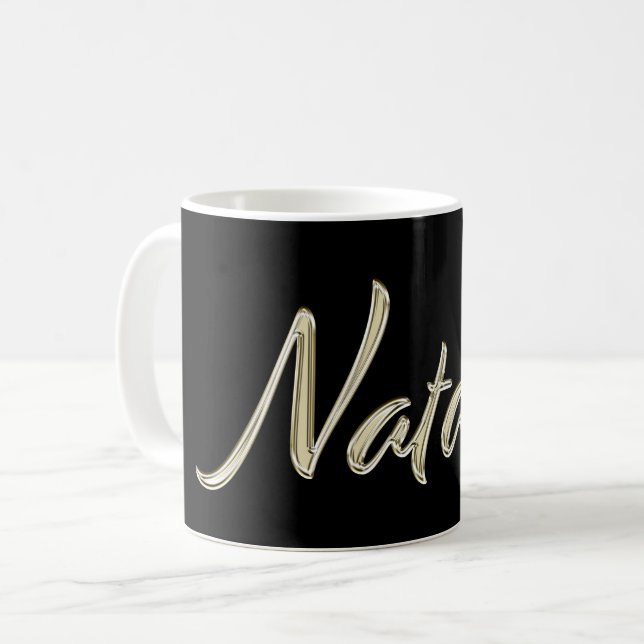 Natalie white gold Handwriting Tasse Kaffeetasse Kaffemugg (Framsida vänster)
