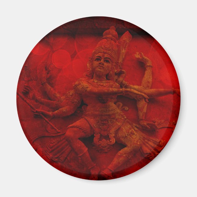 Nataraj Dancing Shiva Wall Relief Statue Red Grung Magnet (Framsidan)