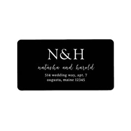 Natasha Black Monogram Modern Bröllop Adressetikett