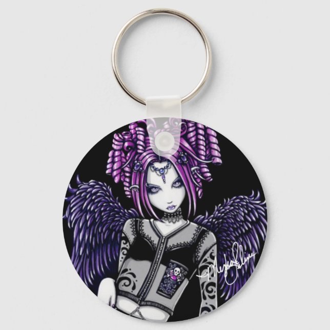 Natasha Gothic Tattoo Angel Keychain Nyckelring (Framsida)