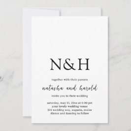 Natasha Monogram Modern Bröllop Inbjudningar