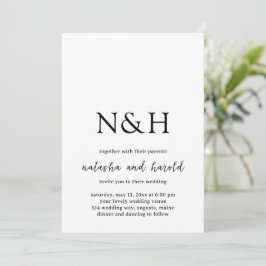 Natasha Monogram Modern Bröllop Inbjudningar