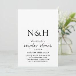Natasha Monogram Modern Par Shower Inbjudningar