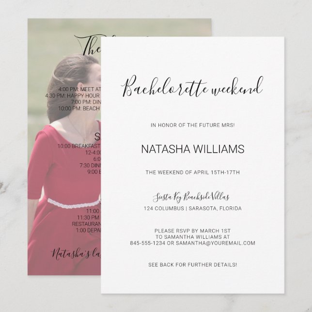 Natasha Photo Bachelorette Helg med Italien Inbjudningar (Fram/baksida)