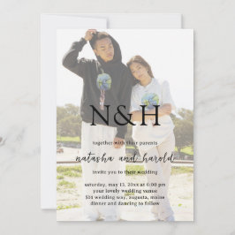 Natasha Photo Monogram Modern Bröllop Inbjudningar