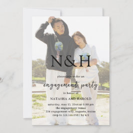 Natasha Photo Monogram Modern Förlovningsfest Inbjudningar