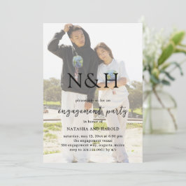Natasha Photo Monogram Modern Förlovningsfest Inbjudningar