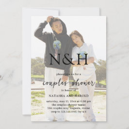 Natasha Photo Monogram Modern Par Shower Inbjudningar