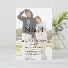 Natasha Photo Monogram Modern Par Shower Inbjudningar