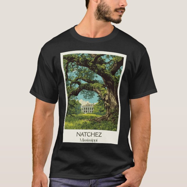 Natchez Mississippi Mansion Historic Antebellum Ar T Shirt (Framsida)