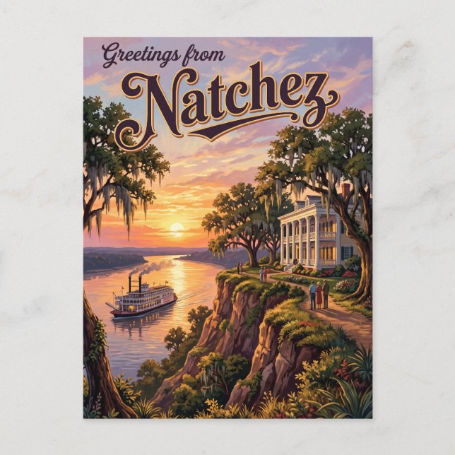 Natchez Mississippi Vykort (Framsida)