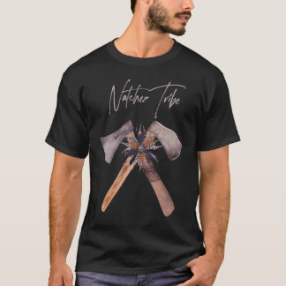 Natchez Native American Indian Retro Tomahawk Feat T Shirt