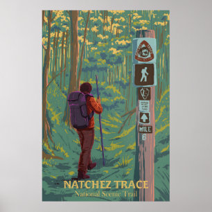 Natchez Trace National Scenic Trail Resemappningsa Poster