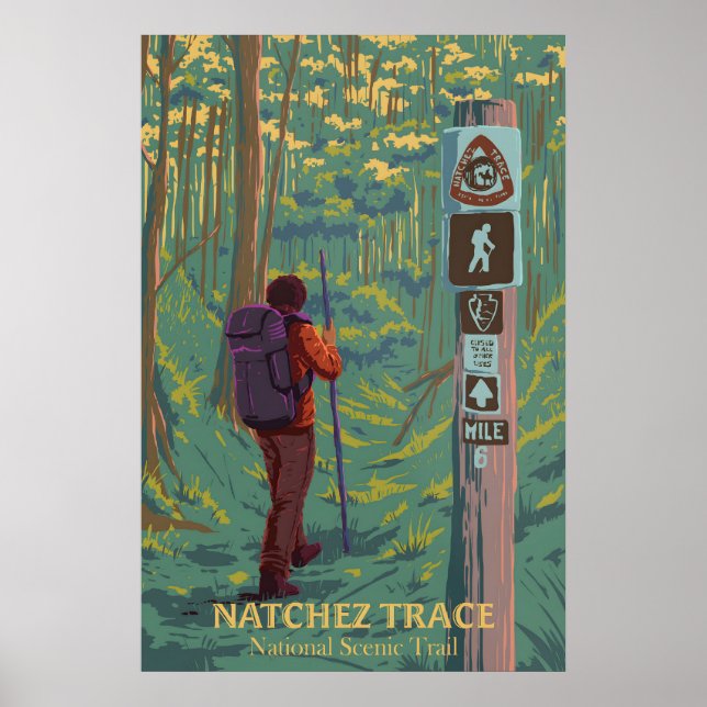 Natchez Trace National Scenic Trail Resemappningsa Poster (Framsidan)