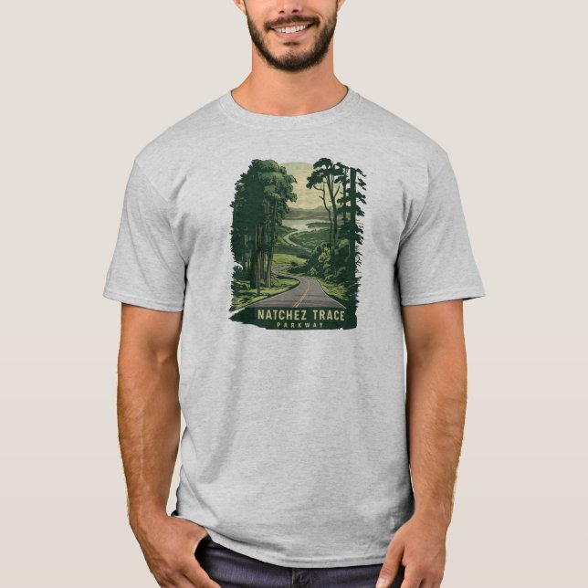 Natchez Trace Parkway Mississippi Forest T Shirt (Framsida)