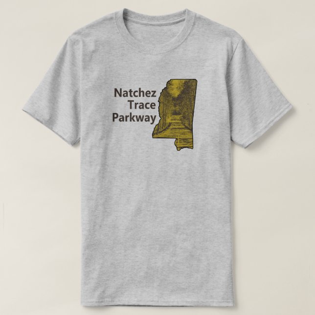 Natchez Trace Parkway Mississippi Karta T Shirt (Design framsida)