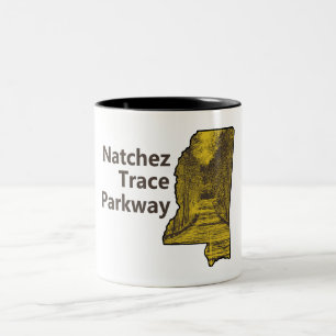 Natchez Trace Parkway Mississippi Karta Två-Tonad Mugg