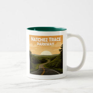 Natchez Trace Parkway Mississippi liggande Två-Tonad Mugg