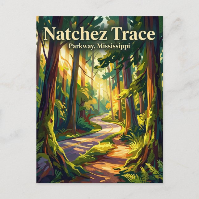 Natchez Trace Parkway Mississippi Vykort (Framsida)