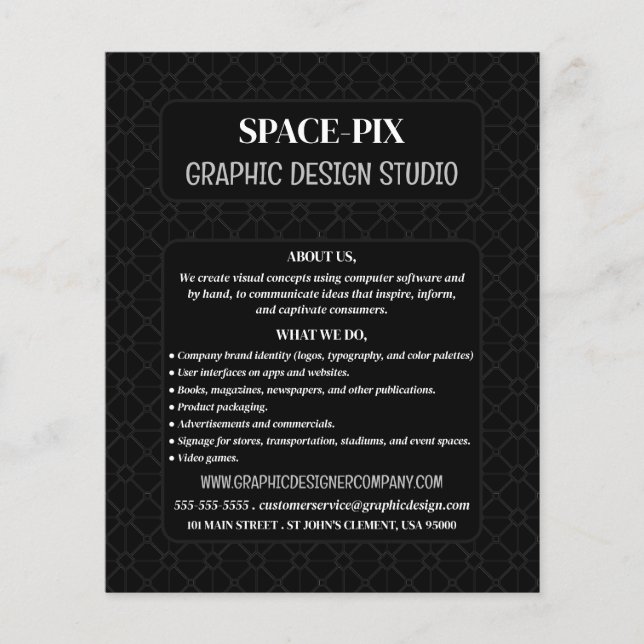 Nätgrafik, reklam för grafikdesigner flygblad (Framsidan)