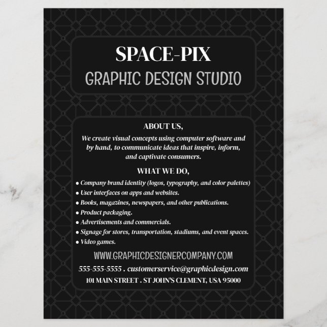 Nätgrafik, reklam för grafikdesigner reklamblad (Framsidan)