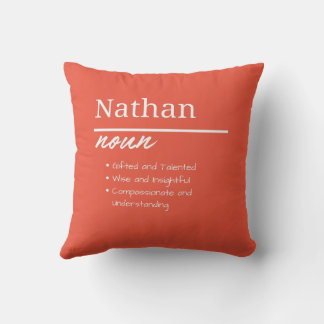 Nathan, Boy Personalized Namndefinition Kudde