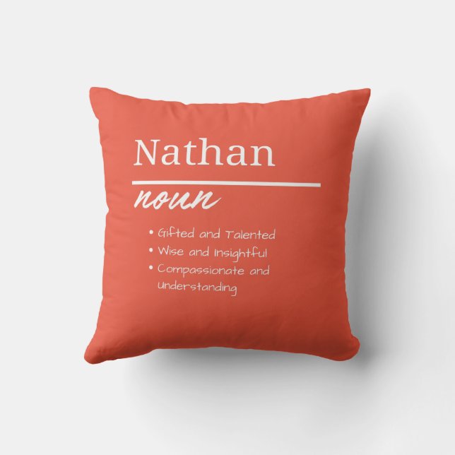 Nathan, Boy Personalized Namndefinition Kudde (Baksida)