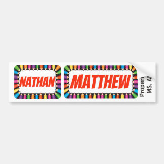 Nathan & Matthew namn bricka med färgpennagränsen Bildekal